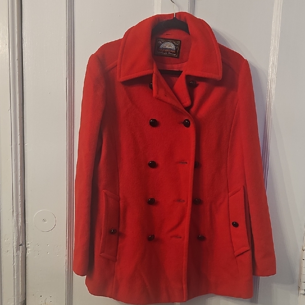 Women's Red Double-Breasted Coat By Mackintosh Autgentic Vintage. Futs A Medium